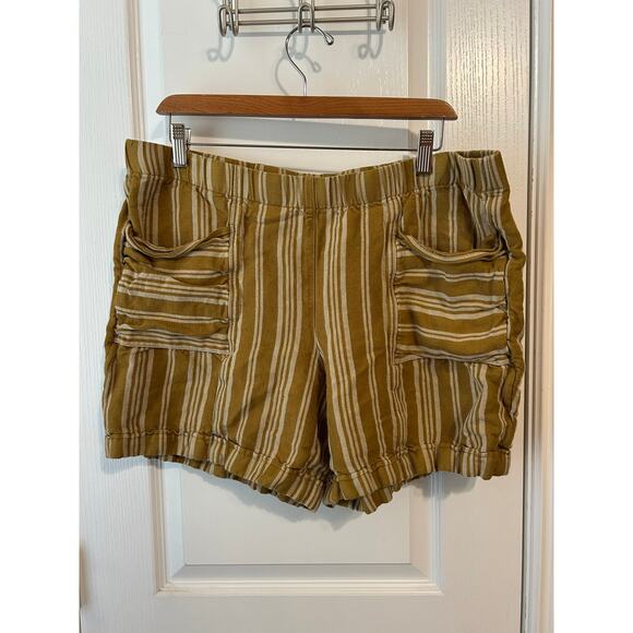 J. Jill Pants - J. Jill Mustard Striped Linen Shorts